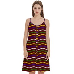 Multicolor Wave Pattern Women s Spaghetti Strap Pullover Cami Dress by ytdream