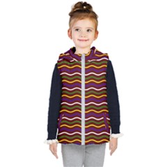 Multicolor Wave Pattern Kids  Hooded Puffer Vest by ytdream