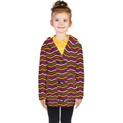 Multicolor Wave Pattern Kids  Double Breasted Button Coat by ytdream