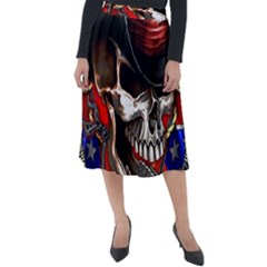 Confederate Flag Usa America United States Csa Civil War Rebel Dixie Military Poster Skull Classic Velour Midi Skirt  by Ket1n9