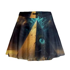 Mystic Blue Pyramid Art Mini Flare Skirt by ExtraAwesomeSauce