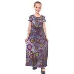 Abstract Molecular Space Art Kids  Short Sleeve Maxi Dress by ExtraAwesomeSauce