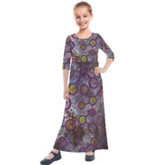 Abstract Molecular Space Art Kids  Quarter Sleeve Maxi Dress by ExtraAwesomeSauce