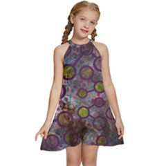 Abstract Molecular Space Art Kids  Halter Collar Waist Tie Chiffon Dress by ExtraAwesomeSauce