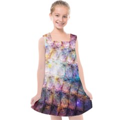 Cosmic Owls Pattern Kids  Cross Back Dress by ExtraGoodSauce