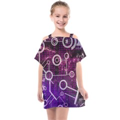 Cosmic Network Geometric Art Kids  One Piece Chiffon Dress by ExtraAwesomeSauce