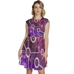 Cosmic Network Geometric Art Cap Sleeve High Waist Dress by ExtraAwesomeSauce