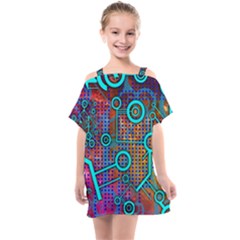 Abstract Tech Galaxy Design Kids  One Piece Chiffon Dress by ExtraAwesomeSauce