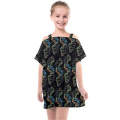 Multicolored Dna Strand Art Kids  One Piece Chiffon Dress by ExtraAwesomeSauce