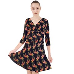 Regal Eagle Pattern Quarter Sleeve Front Wrap Dress by ExtraAwesomeSauce