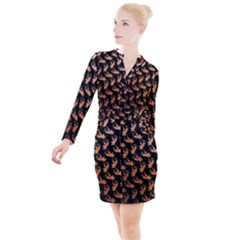 Regal Eagle Pattern Button Long Sleeve Dress by ExtraAwesomeSauce