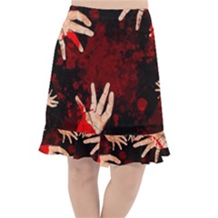 Horror Themed Bloody Hands Fishtail Chiffon Skirt by ExtraAwesomeSauce