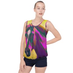 Vibrant Abstract Equine Art Bubble Hem Chiffon Tank Top by ExtraAwesomeSauce