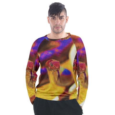 Vibrant Forked-tongue Snake Art Men s Long Sleeve Raglan T-shirt by ExtraAwesomeSauce