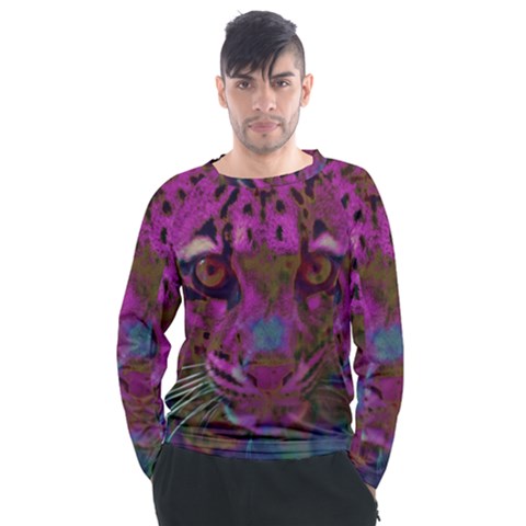 Pink And Purple Leopard Men s Long Sleeve Raglan T-shirt by ExtraAwesomeSauce