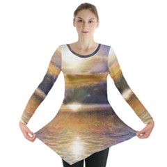 Serene Sunset Over Water Long Sleeve Tunic  by ExtraAwesomeSauce