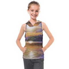 Serene Sunset Over Water Kids  Sleeveless Hoodie by ExtraAwesomeSauce