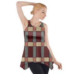 Modern Art Geometric Pattern In Red Hues Side Drop Tank Tunic by ExtraAwesomeSauce