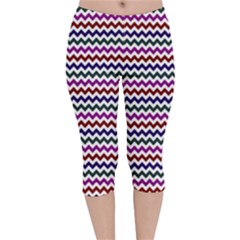 Chevron Pattern Velvet Capri Leggings  by ytdream