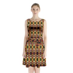 Colorful Geometric Pattern Design Sleeveless Waist Tie Chiffon Dress by ExtraAwesomeSauce