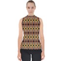 Colorful Geometric Pattern Design Mock Neck Shell Top View1