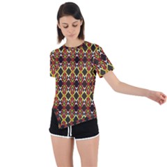 Colorful Geometric Pattern Design Asymmetrical Short Sleeve Sports T-shirt by ExtraGoodSauce