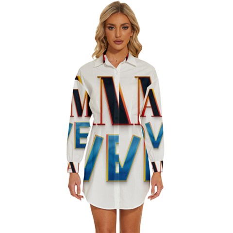 Game Over Text Design  Womens Long Sleeve Shirt Dress by 7223056