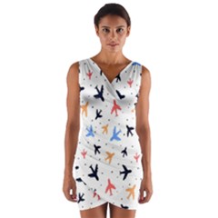 Cute Airplanes Planes Wrap Front Bodycon Dress by ConteMonfrey