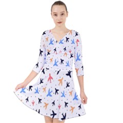 Cute Airplanes Planes Quarter Sleeve Front Wrap Dress by ConteMonfrey