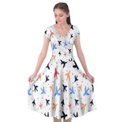 Cute Airplanes Planes Cap Sleeve Wrap Front Dress by ConteMonfrey