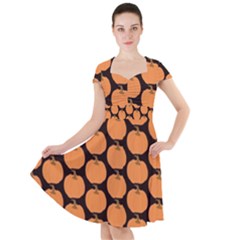 Black And Orange Pumpkin Cap Sleeve Midi Dress by ConteMonfrey