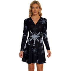 The Most Beautiful Stars Long Sleeve Deep V Mini Dress  by ConteMonfrey