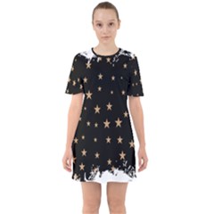 Little Stars Pattern Sixties Short Sleeve Mini Dress by ConteMonfrey