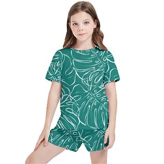 Tropical Green Monstera  Kids  T-shirt And Sports Shorts Set by ConteMonfrey