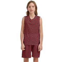 Red Diagonal Plaids Kids  Basketball Mesh Set by ConteMonfrey