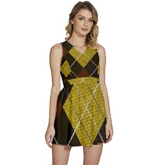 Yellow Plaid Sleeveless High Waist Mini Dress by ConteMonfrey