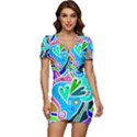 Crazy Pop Art - Doodle Hearts  Low Cut Cap Sleeve Mini Dress View1