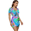 Crazy Pop Art - Doodle Hearts  Low Cut Cap Sleeve Mini Dress View3