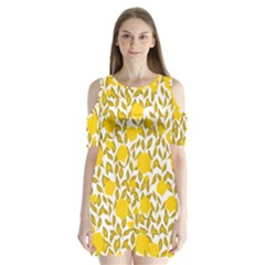 Yellow Flowers Roses On The Wall Lemons Shoulder Cutout Velvet One Piece by ConteMonfrey