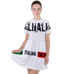 Strong Italian Energy Short Sleeve Shoulder Cut Out Dress  by ConteMonfrey