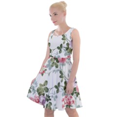 Floral Elements Peony Chinese Rose Knee Length Skater Dress by Grandong