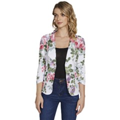 Floral Elements Peony Chinese Rose Women s One-button 3/4 Sleeve Short Jacket by Grandong