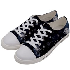 Snowflakes Snow Snowfall Snowing Women s Low Top Canvas Sneakers by Apenda