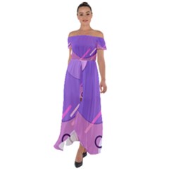 Colorful Labstract Wallpaper Theme Off Shoulder Open Front Chiffon Dress by Apen