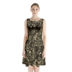 Camouflage Army Survival Uniform Sleeveless Waist Tie Chiffon Dress by Posterlux