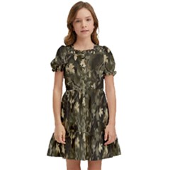 Camouflage Army Survival Uniform Kids  Puff Sleeved Dress by Posterlux