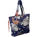 Japanese Wave Koi Illustration Pattern Drawstring Tote Bag View2