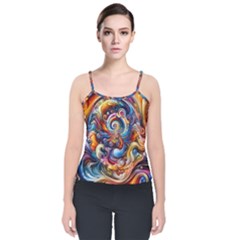 Dynamic Color Vortex Velvet Spaghetti Strap Top by ExtraAwesomeSauce