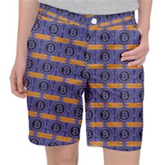 Bitcoin Logo Pattern Women s Pocket Shorts by ExtraGoodSauce