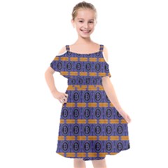 Bitcoin Logo Pattern Kids  Cut Out Shoulders Chiffon Dress by ExtraAwesomeSauce